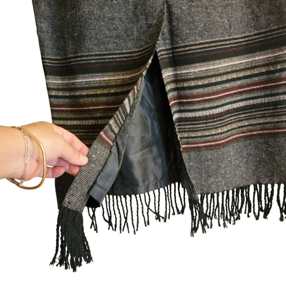 Vtg Michelle Gray Woven Wool Blend Lined Skirt Size 10 Boho Bohemian 90s Long - Picture 4 of 15
